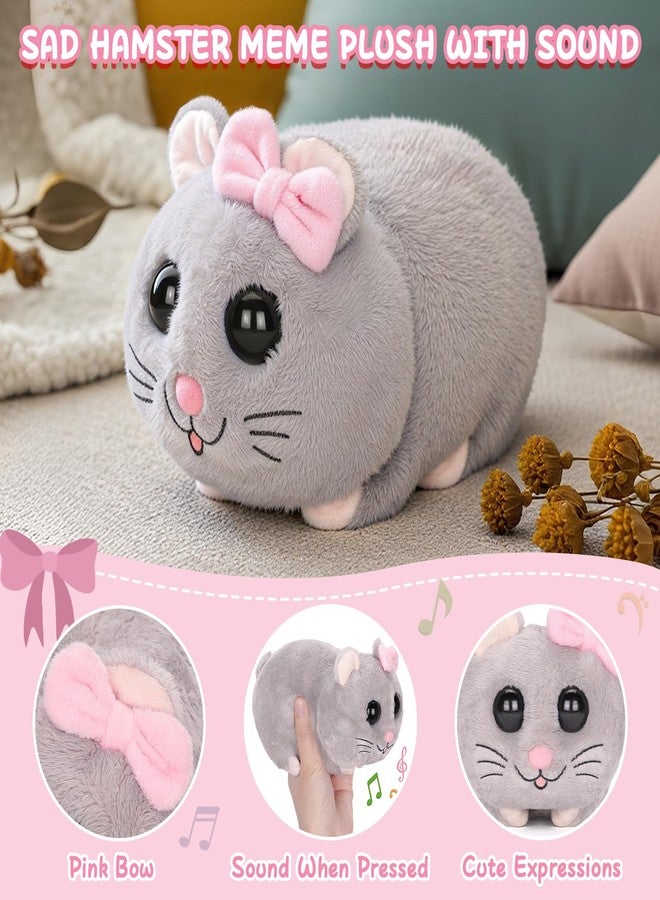 Dalycro Sad Hamster Meme Plush with Sound, Musical Stuffed Animal Doll with Violin, Cute Birthday Gift for Adults, Friends (Grey) - Image 3